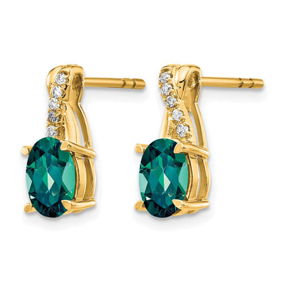 10K Gelbgold Erzeugt Alexandrite und Diamant Ohrringe