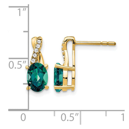 10K Gelbgold Erzeugt Alexandrite und Diamant Ohrringe