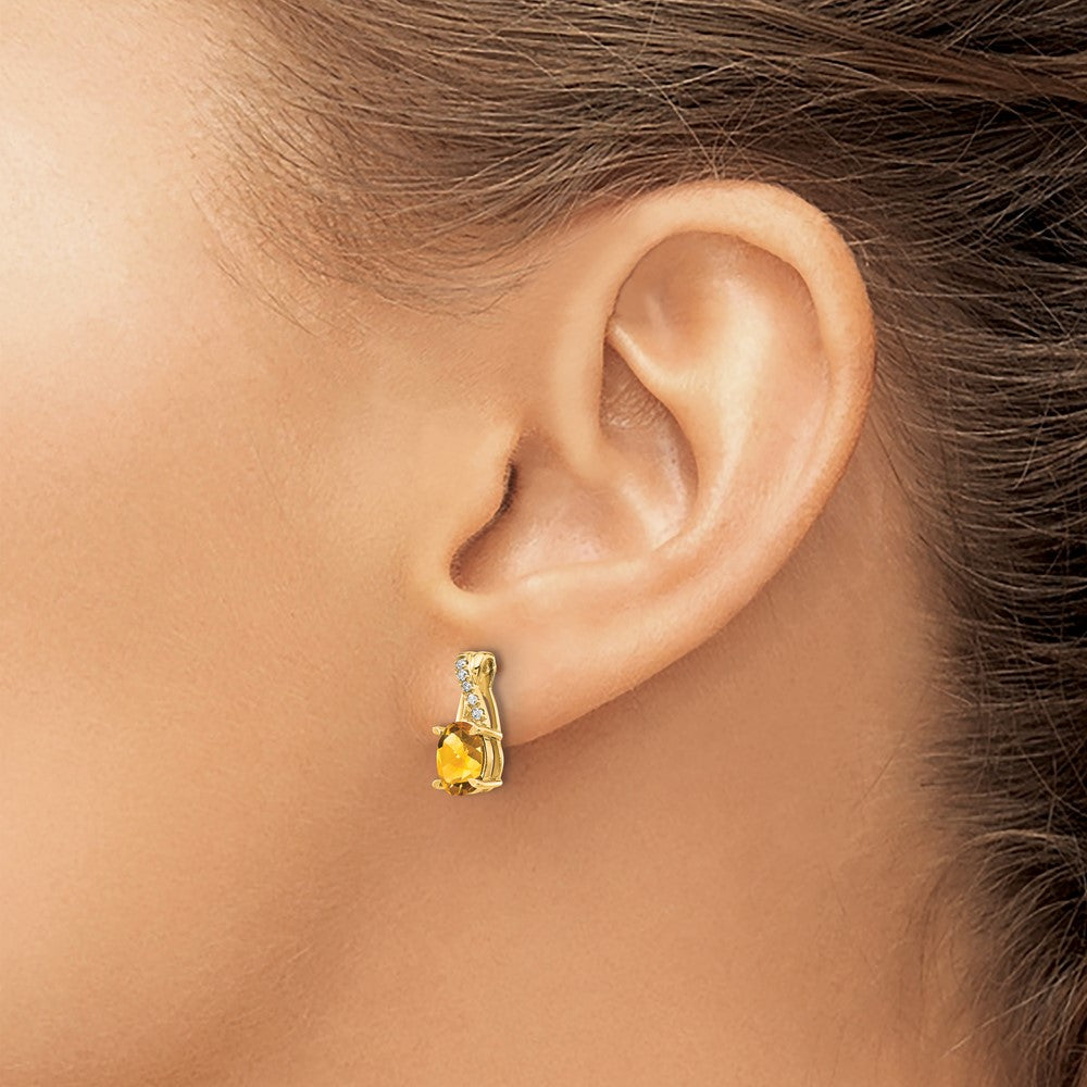10K Gelbgold Citrin und Diamant Ohrringe