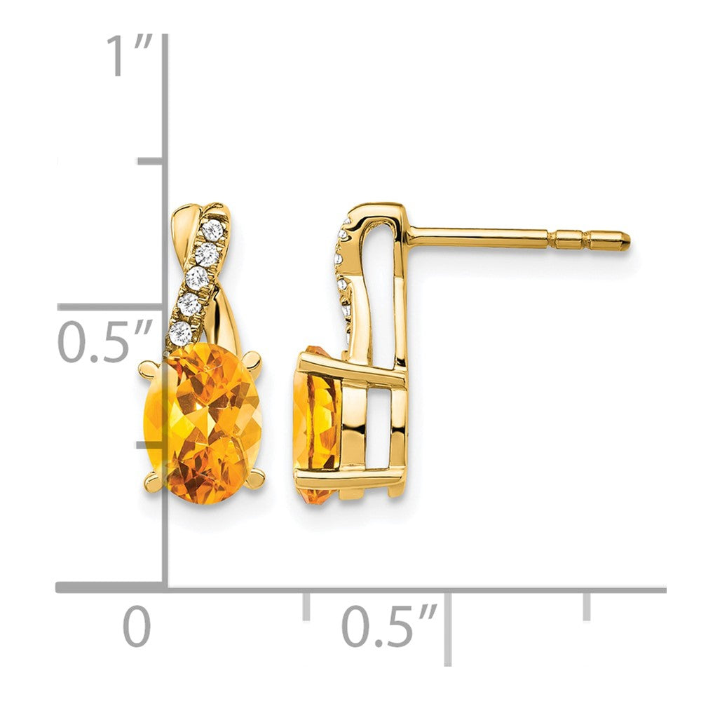 10K Gelbgold Citrin und Diamant Ohrringe