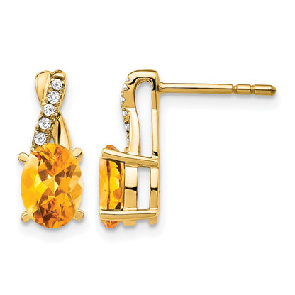 10K Gelbgold Citrin und Diamant Ohrringe