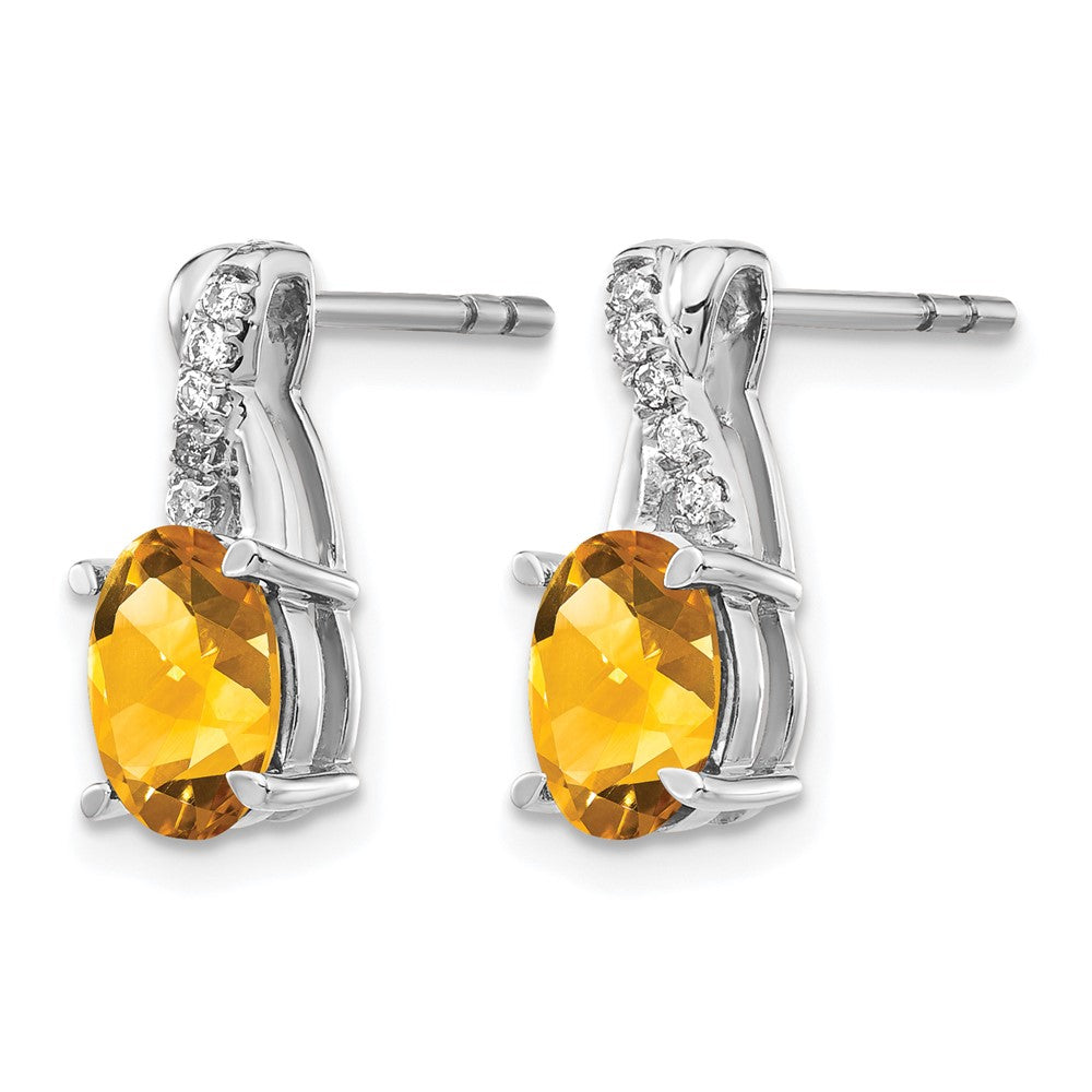 14K Weißgold Ohrringe mit Citrin und echten Diamanten