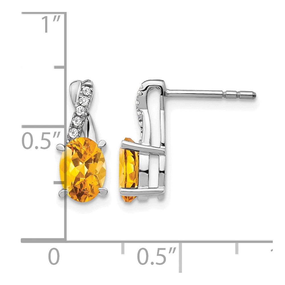 14K Weißgold Ohrringe mit Citrin und echten Diamanten