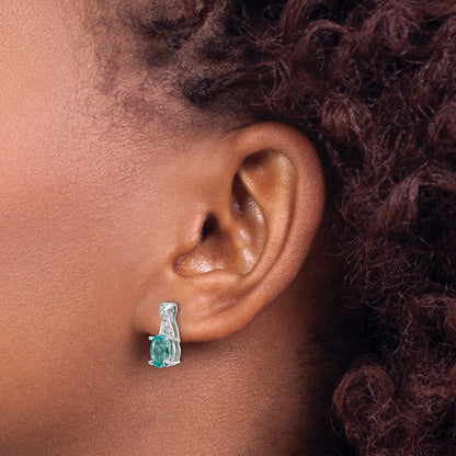 Pure Serenity 14K Weißgold Ohrstecker mit 0,05 ct. im Labor gezüchteten Diamanten VS/SI+ G+ und im Labor gezüchtetem Paraiba-Turmalin