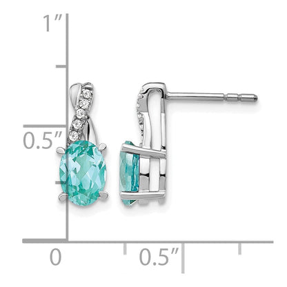 Pure Serenity 14K Weißgold Ohrstecker mit 0,05 ct. im Labor gezüchteten Diamanten VS/SI+ G+ und im Labor gezüchtetem Paraiba-Turmalin