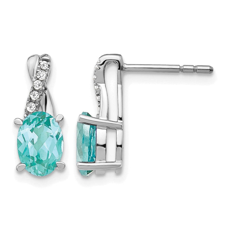 Pure Serenity 14K Weißgold Ohrstecker mit 0,05 ct. im Labor gezüchteten Diamanten VS/SI+ G+ und im Labor gezüchtetem Paraiba-Turmalin