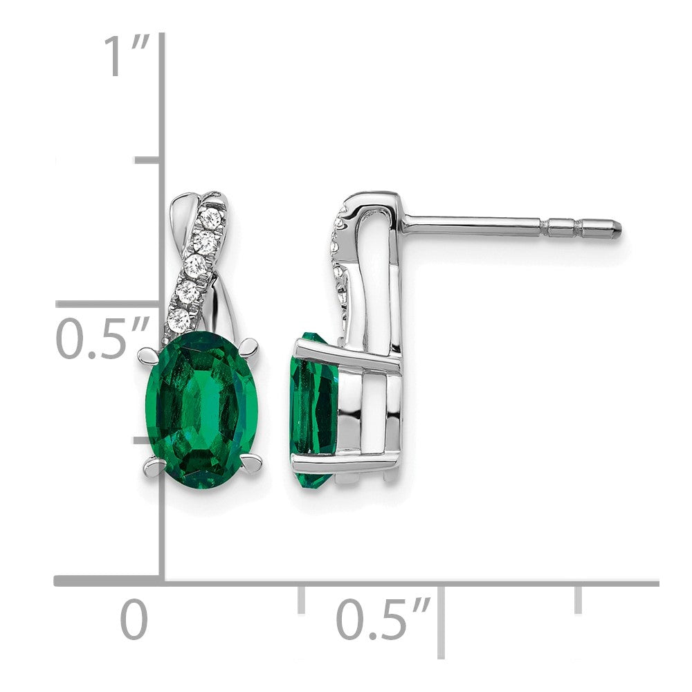14K Weißgold Ohrringe mit Smaragd und echten Diamanten