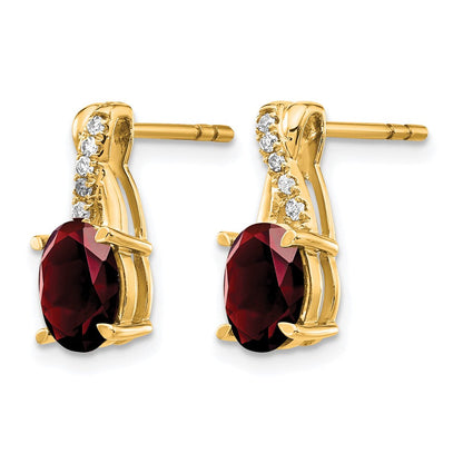10K Gelbgold Granat und Diamant Ohrringe