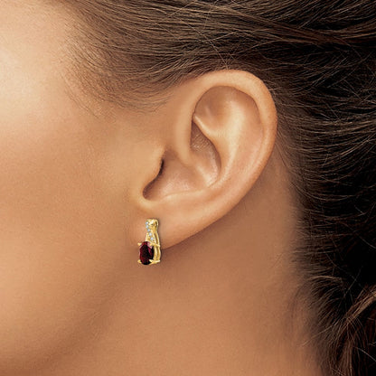 10K Gelbgold Granat und Diamant Ohrringe