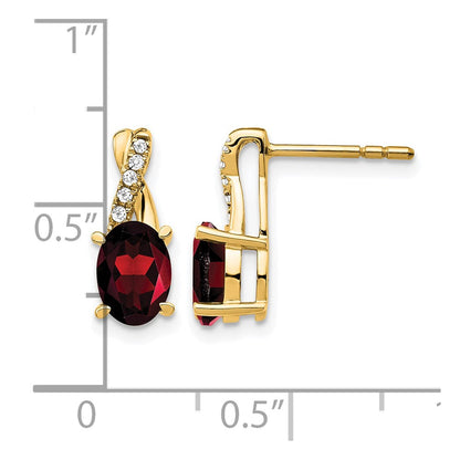 10K Gelbgold Granat und Diamant Ohrringe