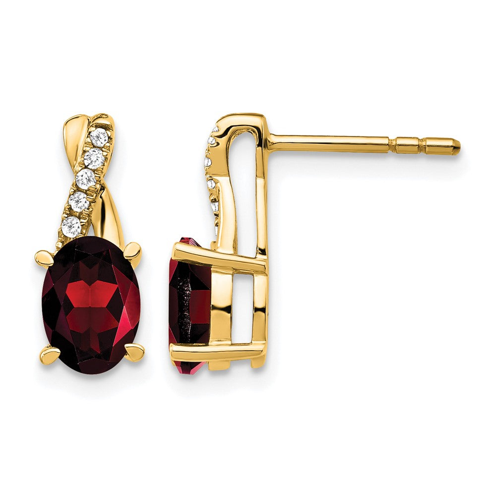 10K Gelbgold Granat und Diamant Ohrringe