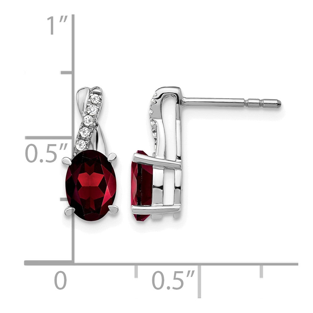 14K Weißgold Ohrringe mit Granat und echten Diamanten