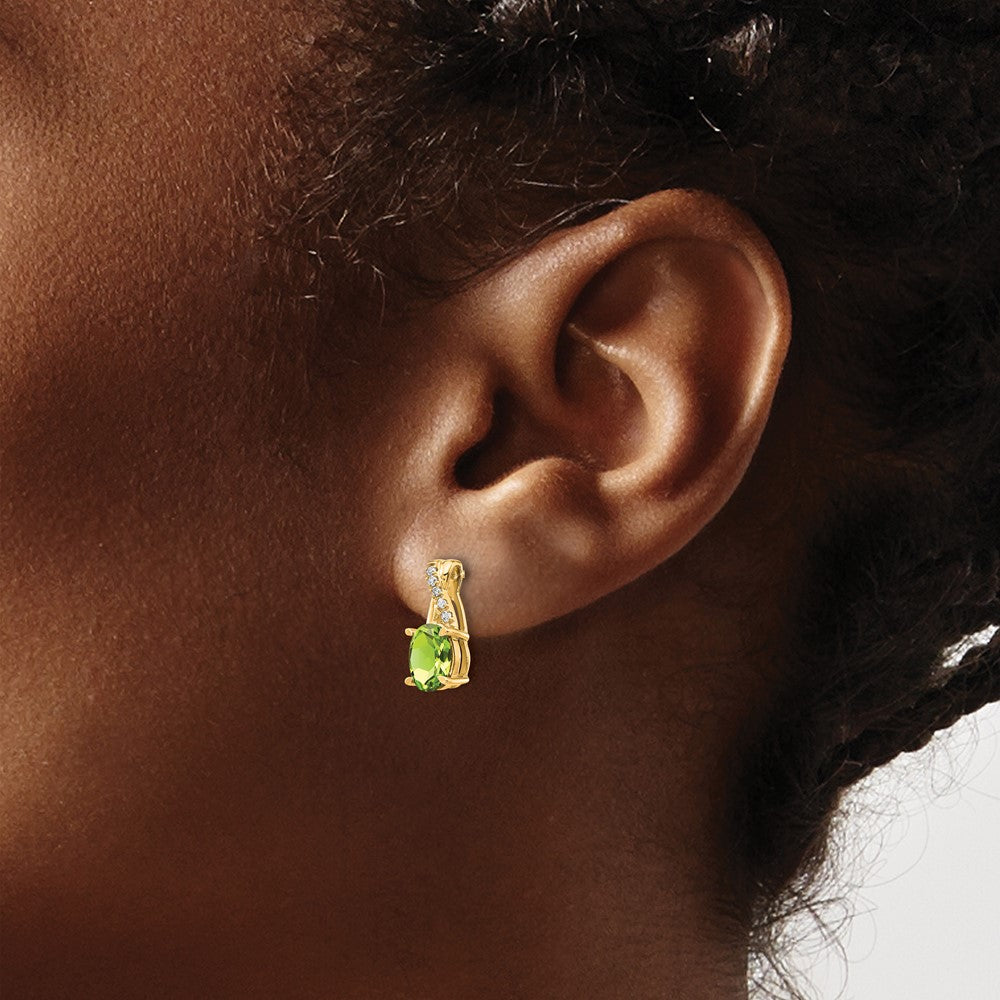 10K Gelbgold Peridot und Diamant Ohrringe