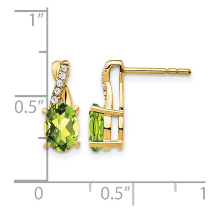 10K Gelbgold Peridot und Diamant Ohrringe