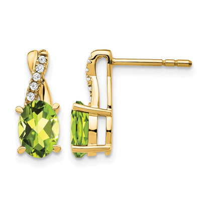 10K Gelbgold Peridot und Diamant Ohrringe