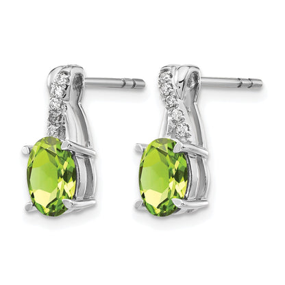 14K Weißgold Ohrringe mit Peridot und echten Diamanten