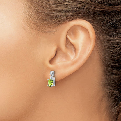 14K Weißgold Ohrringe mit Peridot und echten Diamanten