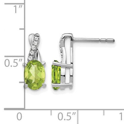 14K Weißgold Ohrringe mit Peridot und echten Diamanten