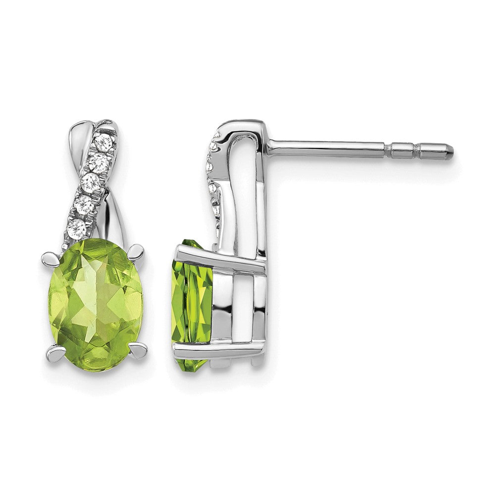 14K Weißgold Ohrringe mit Peridot und echten Diamanten