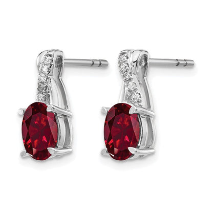 10K Weißgold Rubin und Diamant Ohrringe