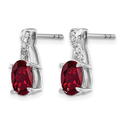 14K Weißgold Ohrringe mit Rubin und echten Diamanten