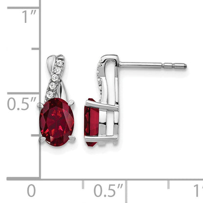 14K Weißgold Ohrringe mit Rubin und echten Diamanten