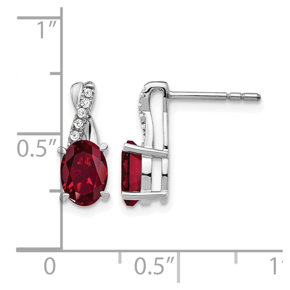 14K Weißgold Ohrringe mit Rubin und echten Diamanten