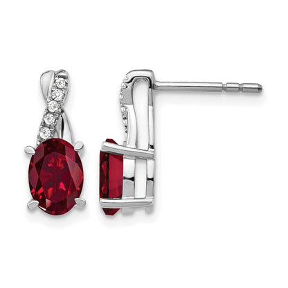 14K Weißgold Ohrringe mit Rubin und echten Diamanten