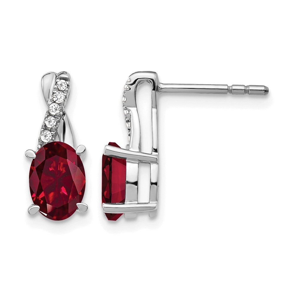 14K Weißgold Ohrringe mit Rubin und echten Diamanten