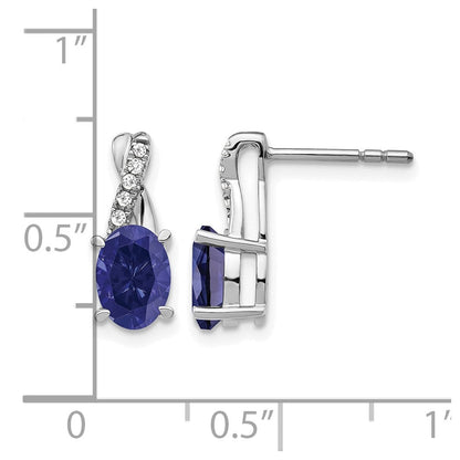 14K Weißgold Ohrringe mit Saphir und echten Diamanten
