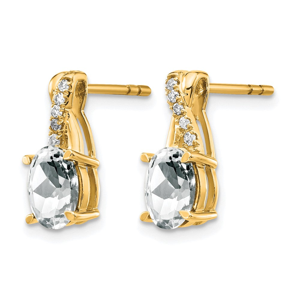 10K Gelbgold Weiß Topas und Diamant Ohrringe