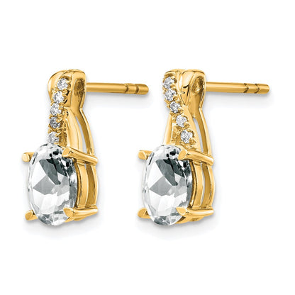 10K Gelbgold Weiß Topas und Diamant Ohrringe