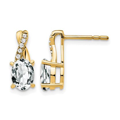 10K Gelbgold Weiß Topas und Diamant Ohrringe