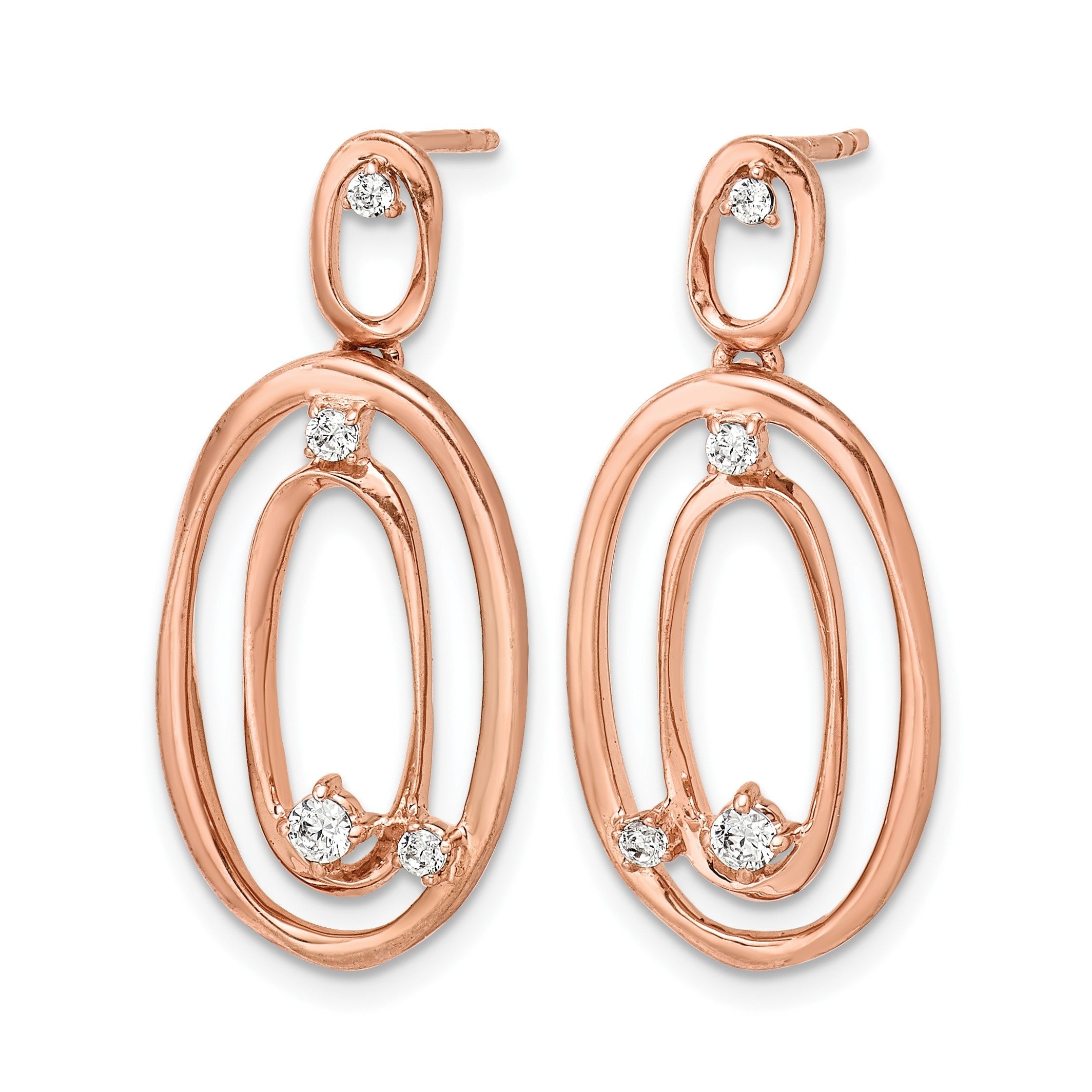 14K Roségold Diamant-Ohrhänger, oval, echt