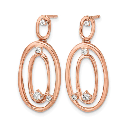 14K Roségold Diamant-Ohrhänger, oval, echt