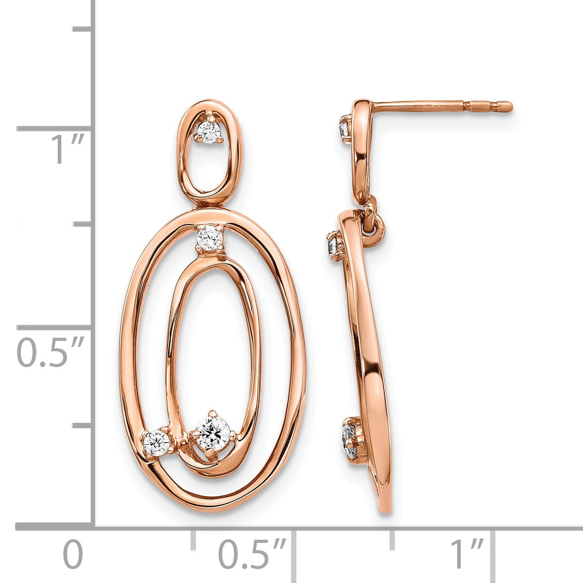 14K Roségold Diamant-Ohrhänger, oval, echt