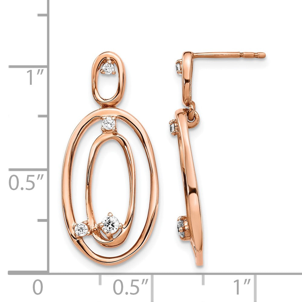 14K Roségold Diamant-Ohrhänger, oval, echt