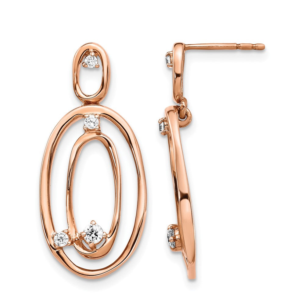 14K Roségold Diamant-Ohrhänger, oval, echt