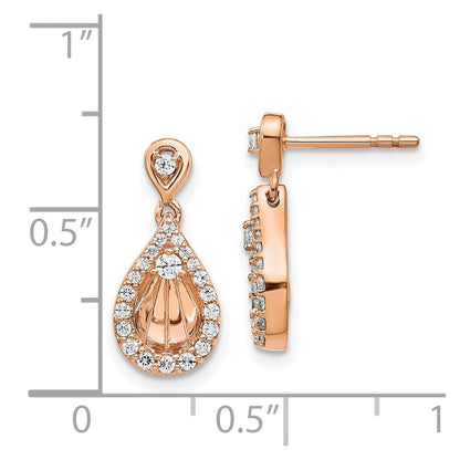 14K Roségold Echte Diamant-Tropfen-Ohrhänger mit Steckverschluss