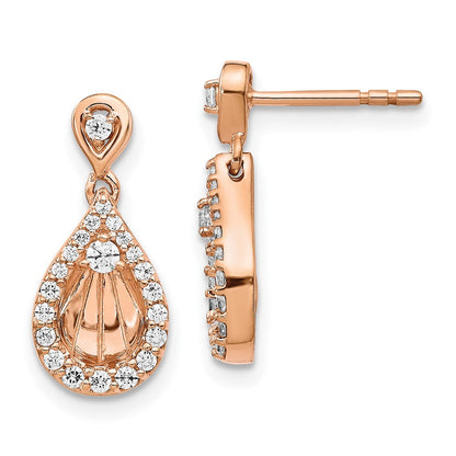 14K Roségold Echte Diamant-Tropfen-Ohrhänger mit Steckverschluss