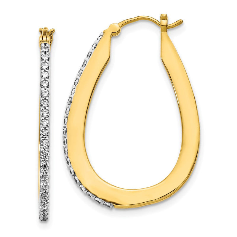 14K Gelbgold Diamant-Creolen mit echten Diamanten