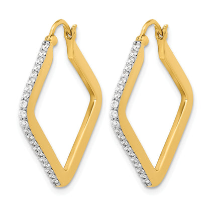 14K Gelbgold Creolen mit echten Diamanten, quadratisch