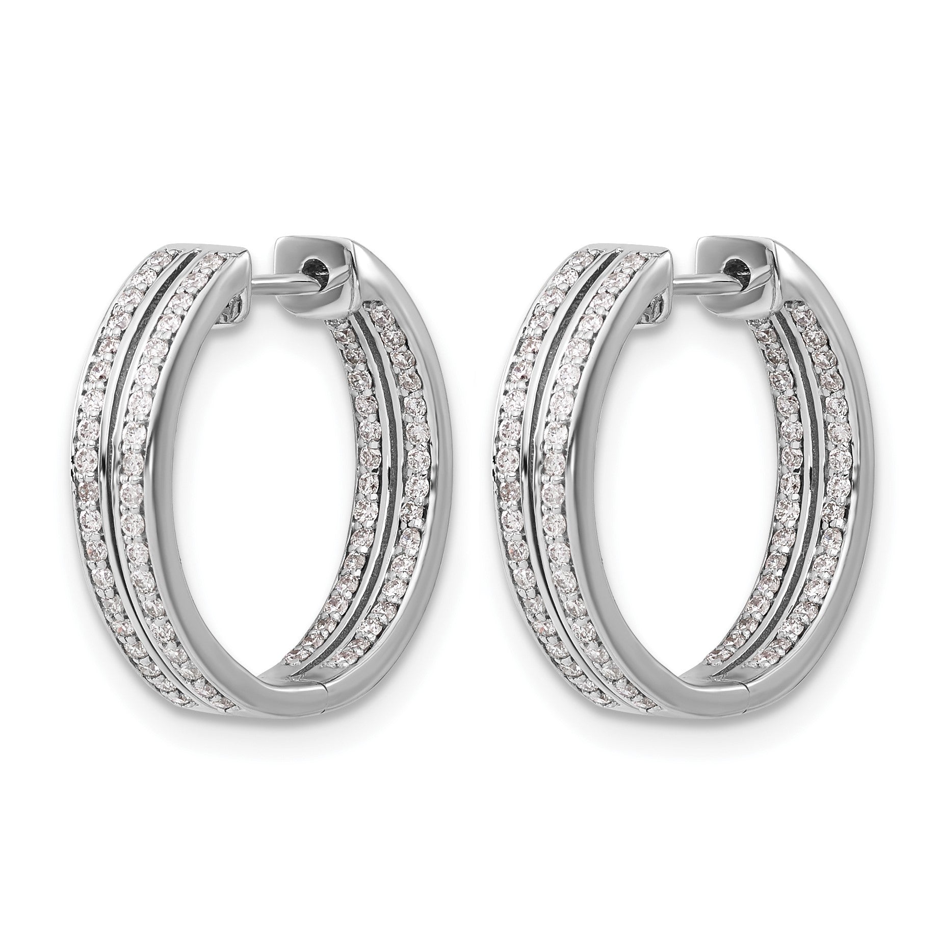 14K Weißgold Diamant In/Out Creolen mit Klappscharnier