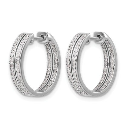 14K Weißgold Diamant In/Out Creolen mit Klappscharnier