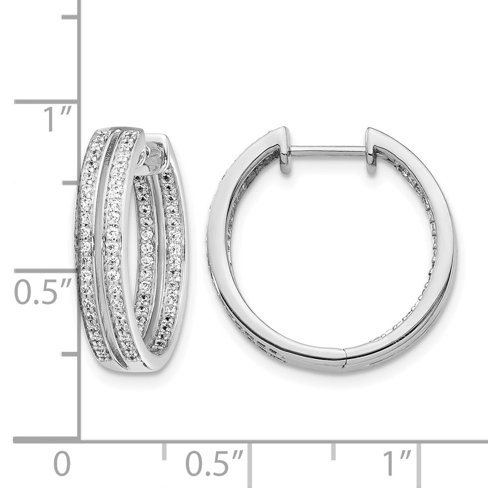 14K Weißgold Diamant In/Out Creolen mit Klappscharnier