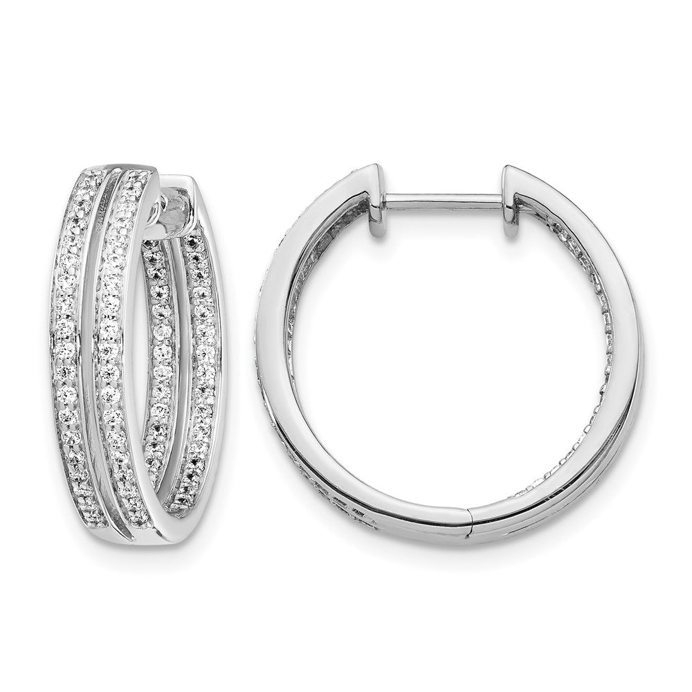 14K Weißgold Diamant In/Out Creolen mit Klappscharnier