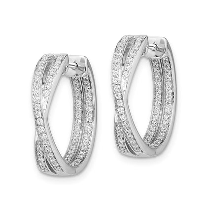 14K Weißgold Creolen mit echten Diamanten (In/Out-Design)