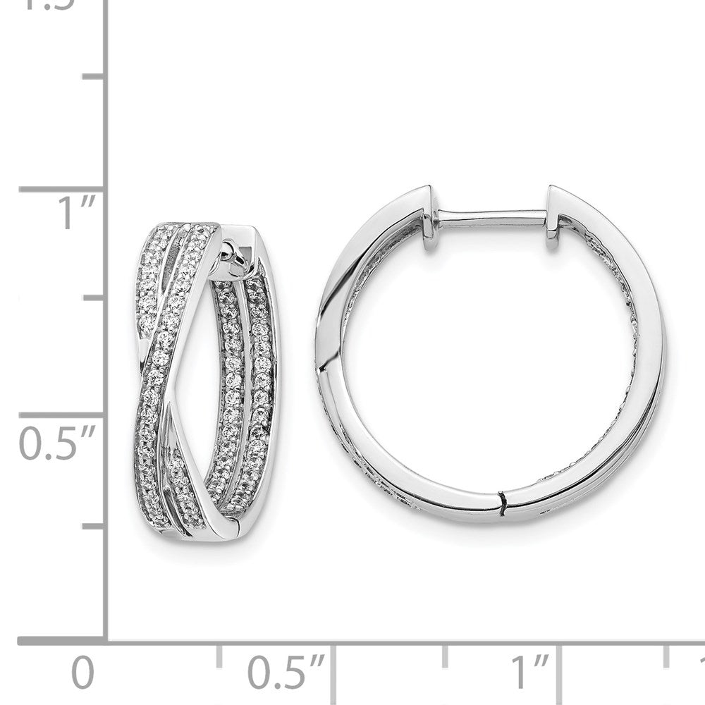 14K Weißgold Creolen mit echten Diamanten (In/Out-Design)