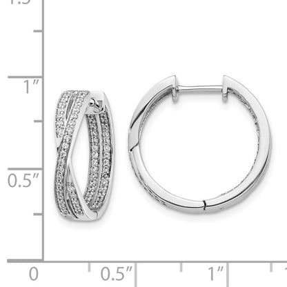 14K Weißgold Creolen mit echten Diamanten (In/Out-Design)