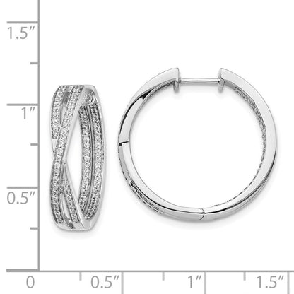 14K Weißgold Diamant Creolen im In-Out-Design